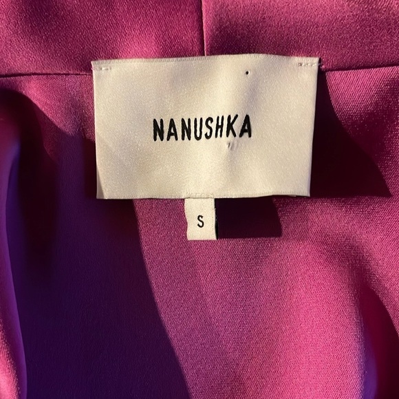 Nanushka Satin Wrap Dress S – Fuchsia Pink EUC, Elegant Belted Silhouette - Picture 6 of 12